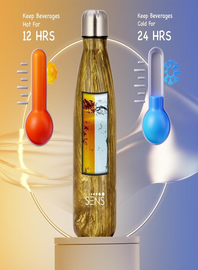 SENS HydraCurve Stainless Steel Bottle Hot or Cold up to 24 Hours | Leak Proof, BPA Free, Eco-Friendly | Travel | Office | Home | 500ml | Caramel Elegance - Image 4